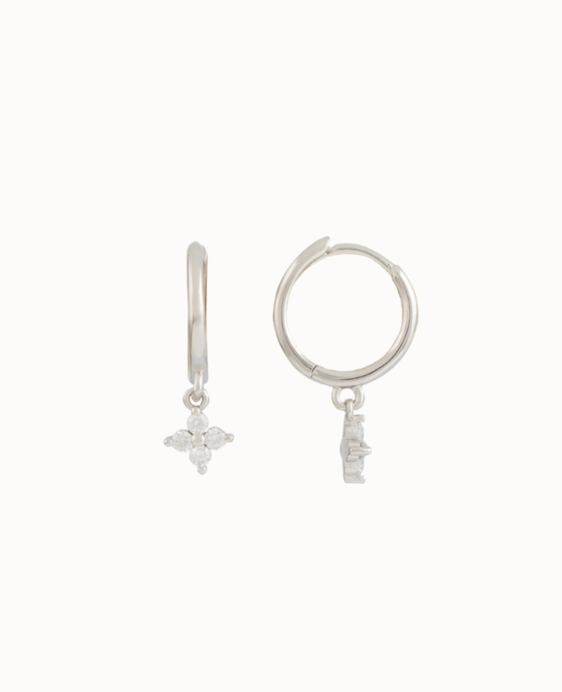 Silver Hoop Earrings with Charms